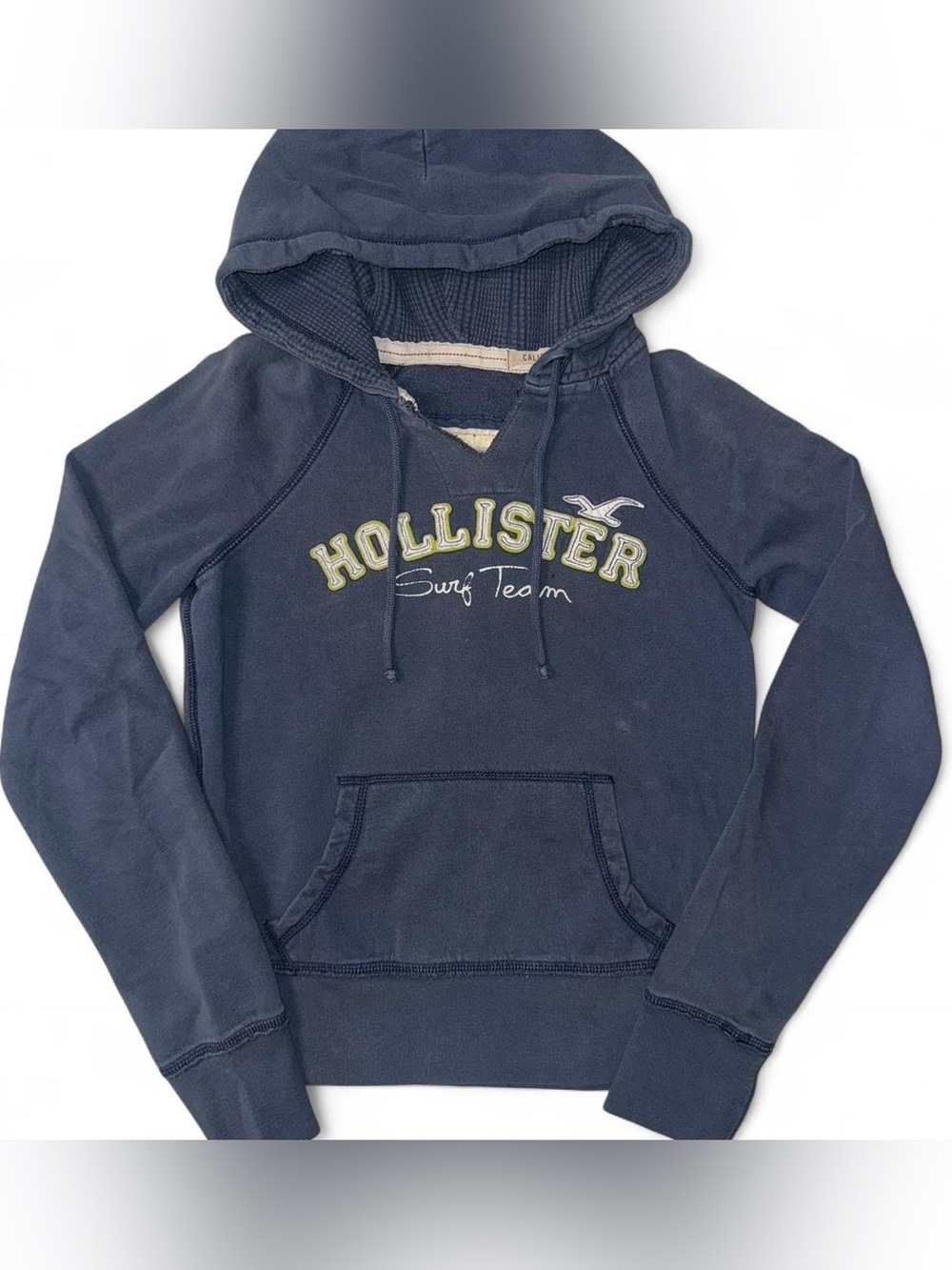 Hollister Navy Pullover Hoodie with Logo Labled large but fits as a small